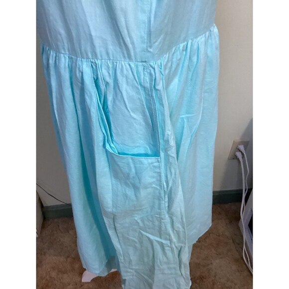 Vintage Allison J Petite Women's Size 10 Turquoise Tiered Sleeveless Maxi Dress - Picture 4 of 9